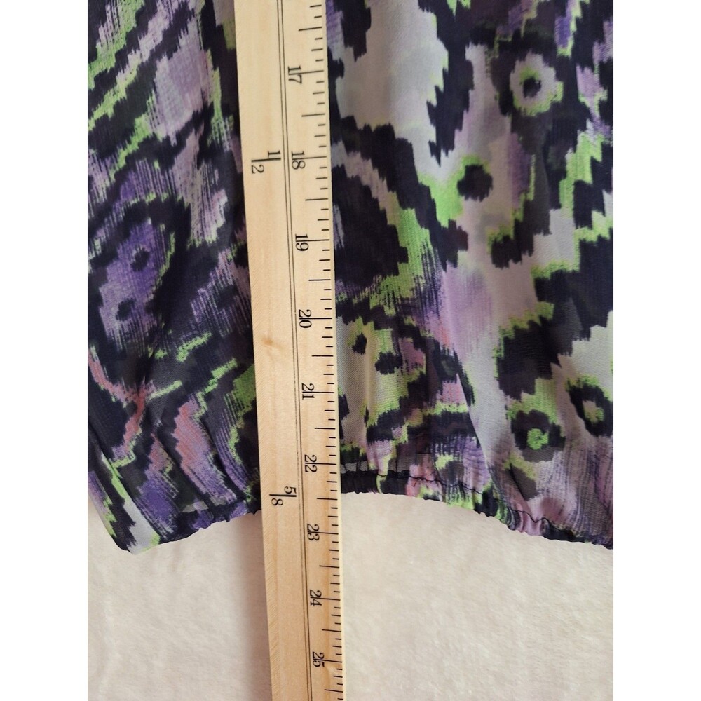 Quintessential Women's Large Top Paisley Cropped Sheer Dolman Buttons Boxy Retro - Picture 6 of 11
